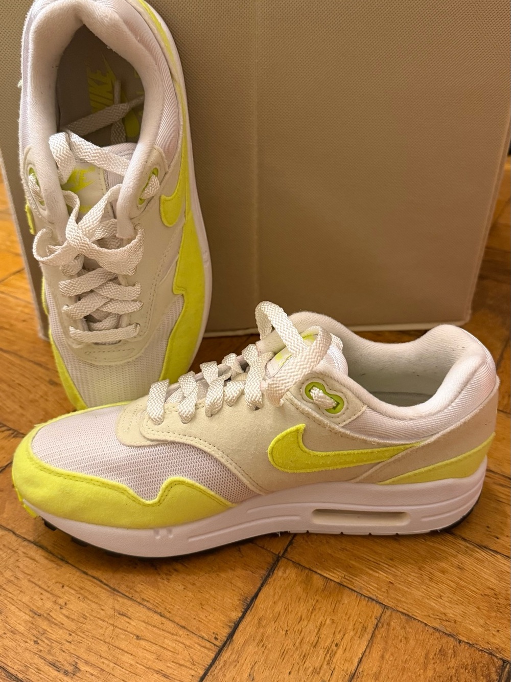 Nike Sneakers - White with Neon Yellow Accents